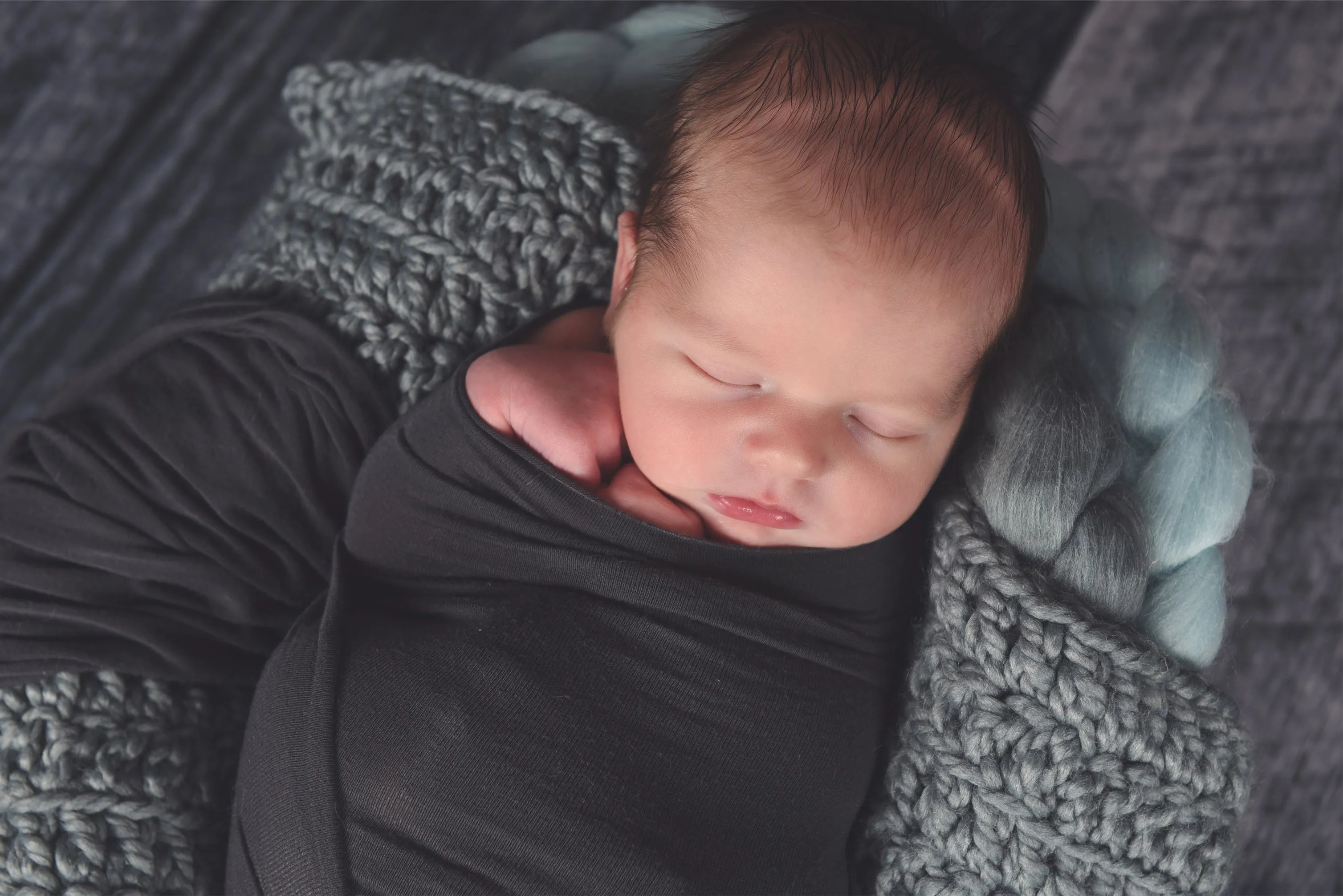 Slate gray newborn baby layering bump blanket