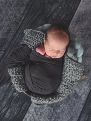 Slate gray newborn baby layering bump blanket