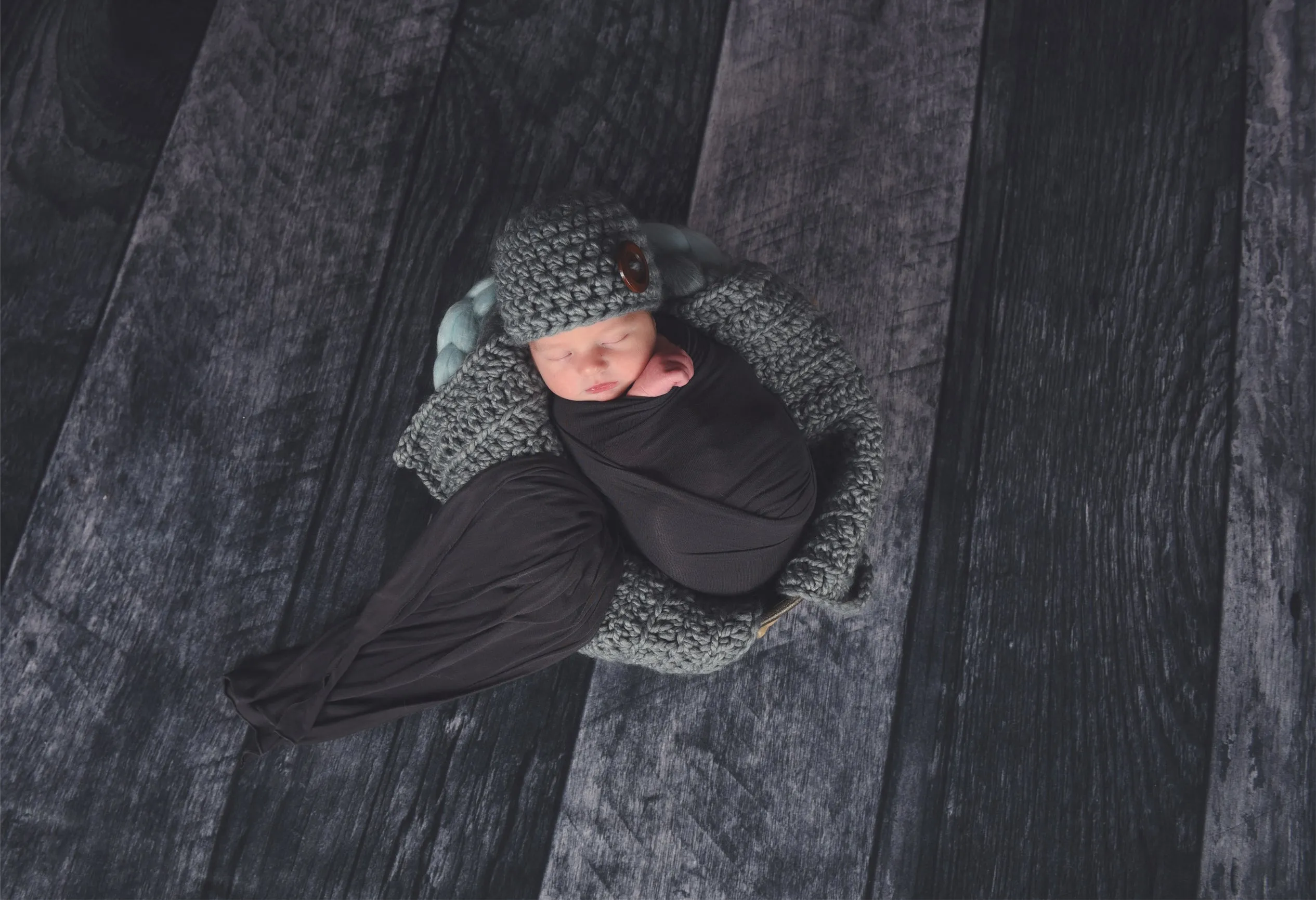 Slate gray newborn baby layering bump blanket