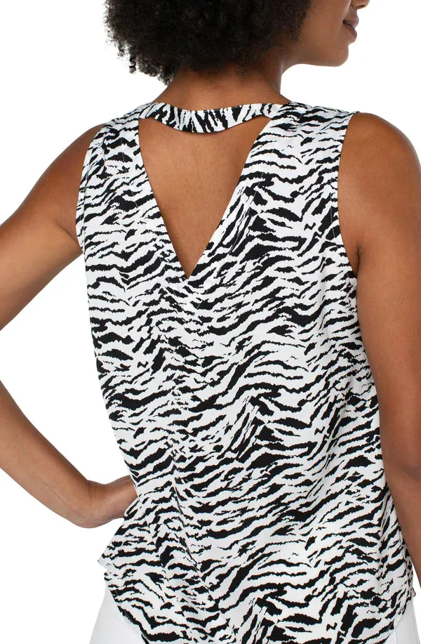 Sleeveless Double V-Neck Woven Top | Animal Print