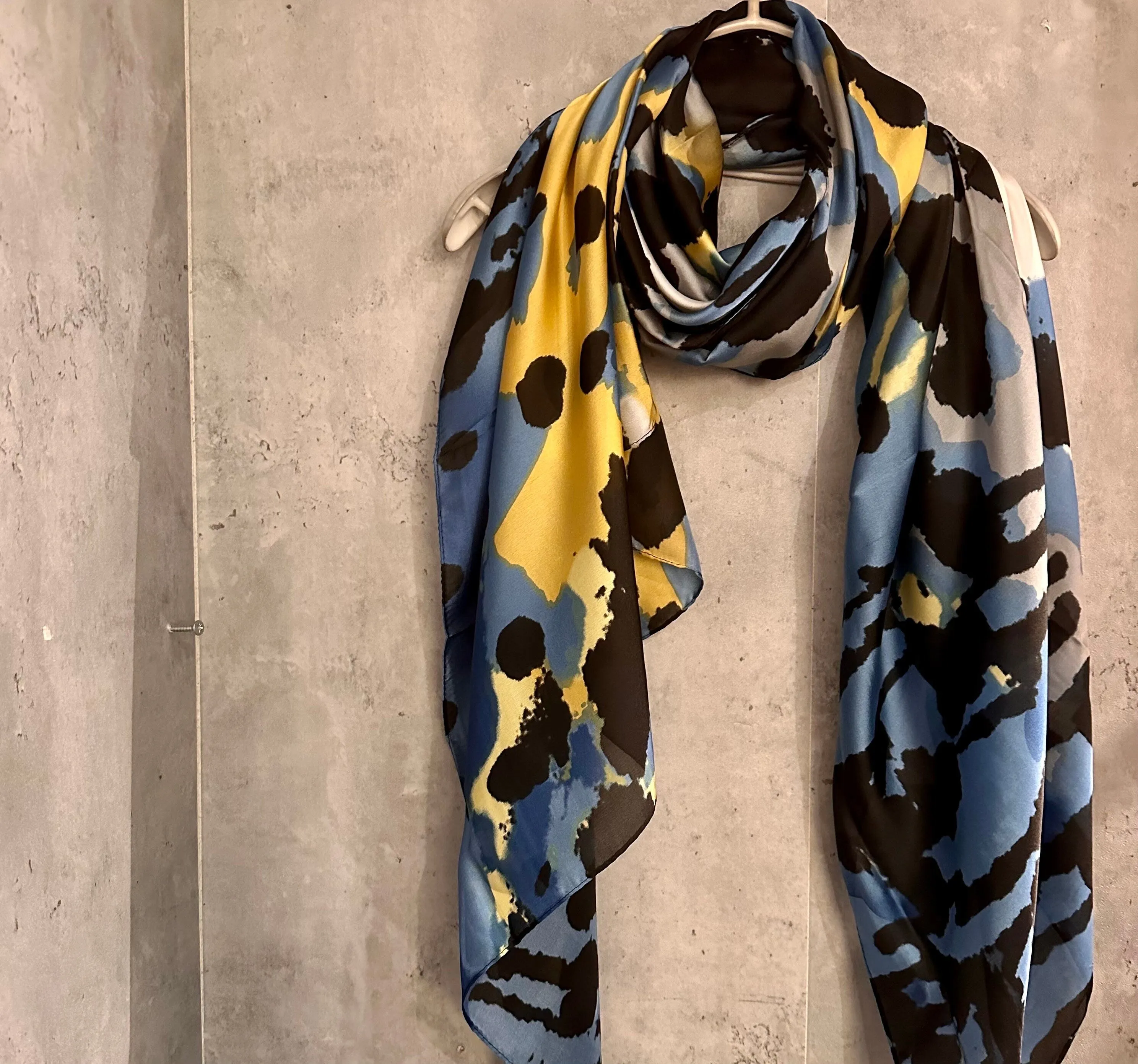 Splotches Color Blue Yellow Silk Scarf/Spring Summer Autumn Scarf/Scarf Women/Gifts For Mom/Gifts For Her Birthday Christmas/UK Seller
