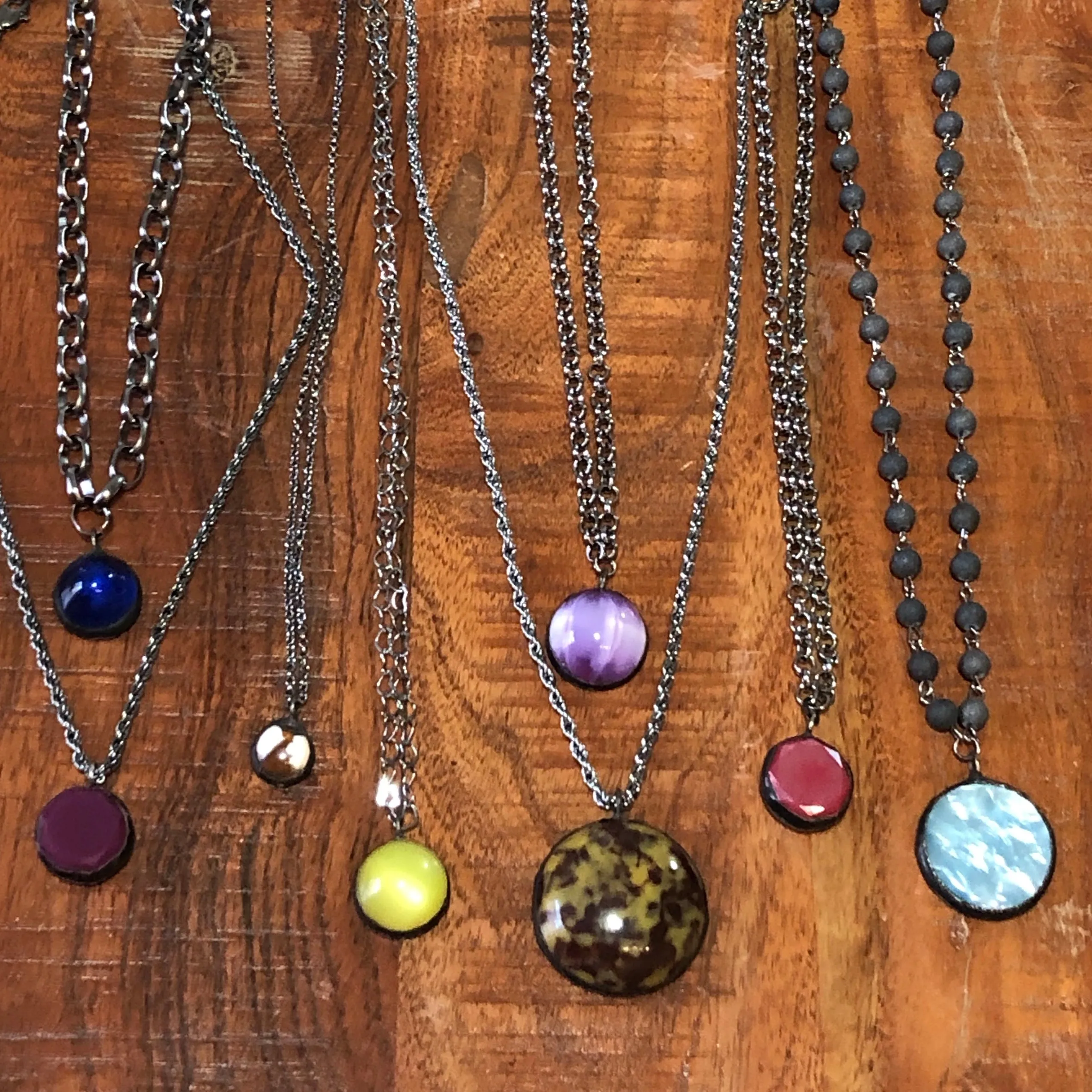 Spotted Tortoise & Gun Metal Layering Necklace - Long *