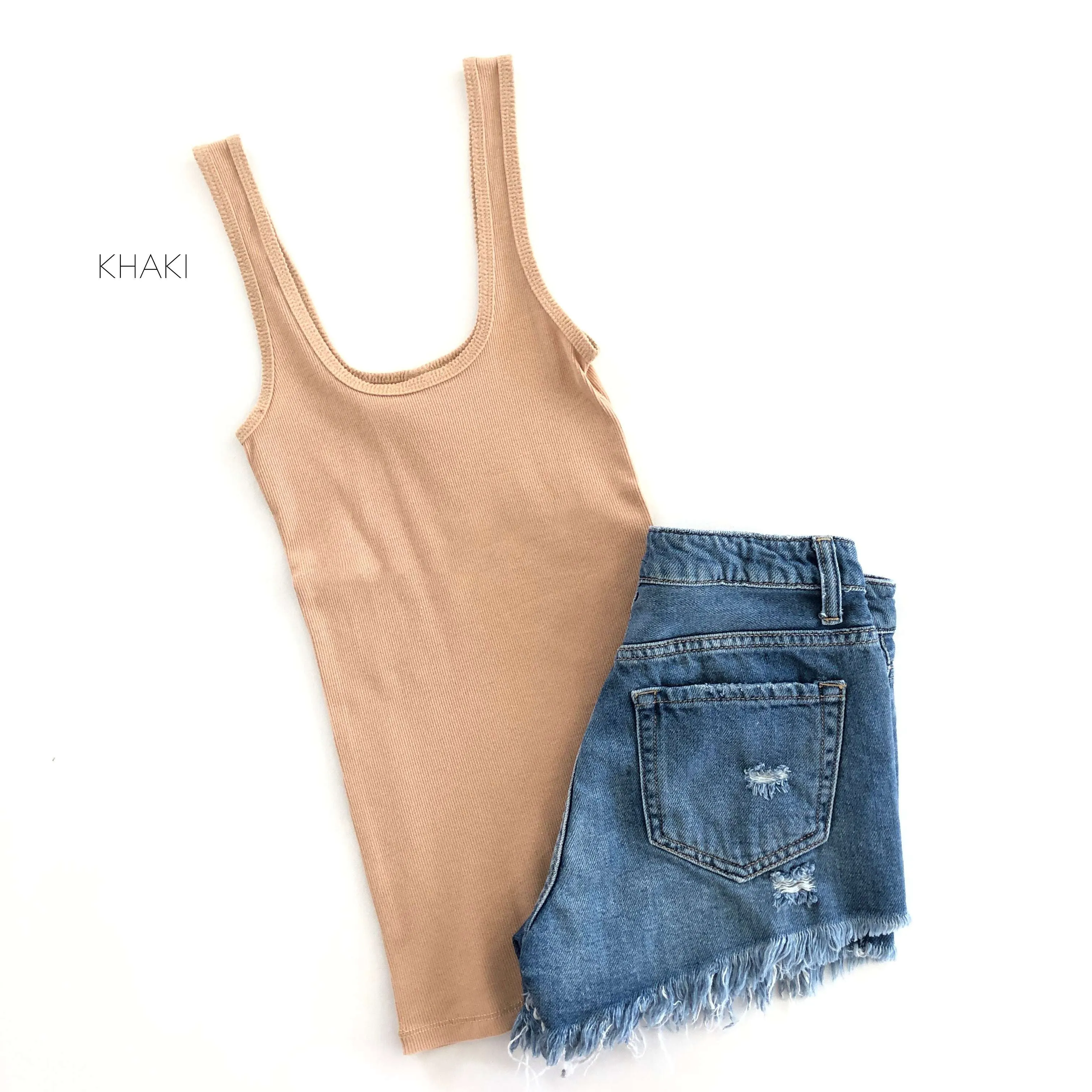 Square Neck Ribbed Layering Tank | S-3XL