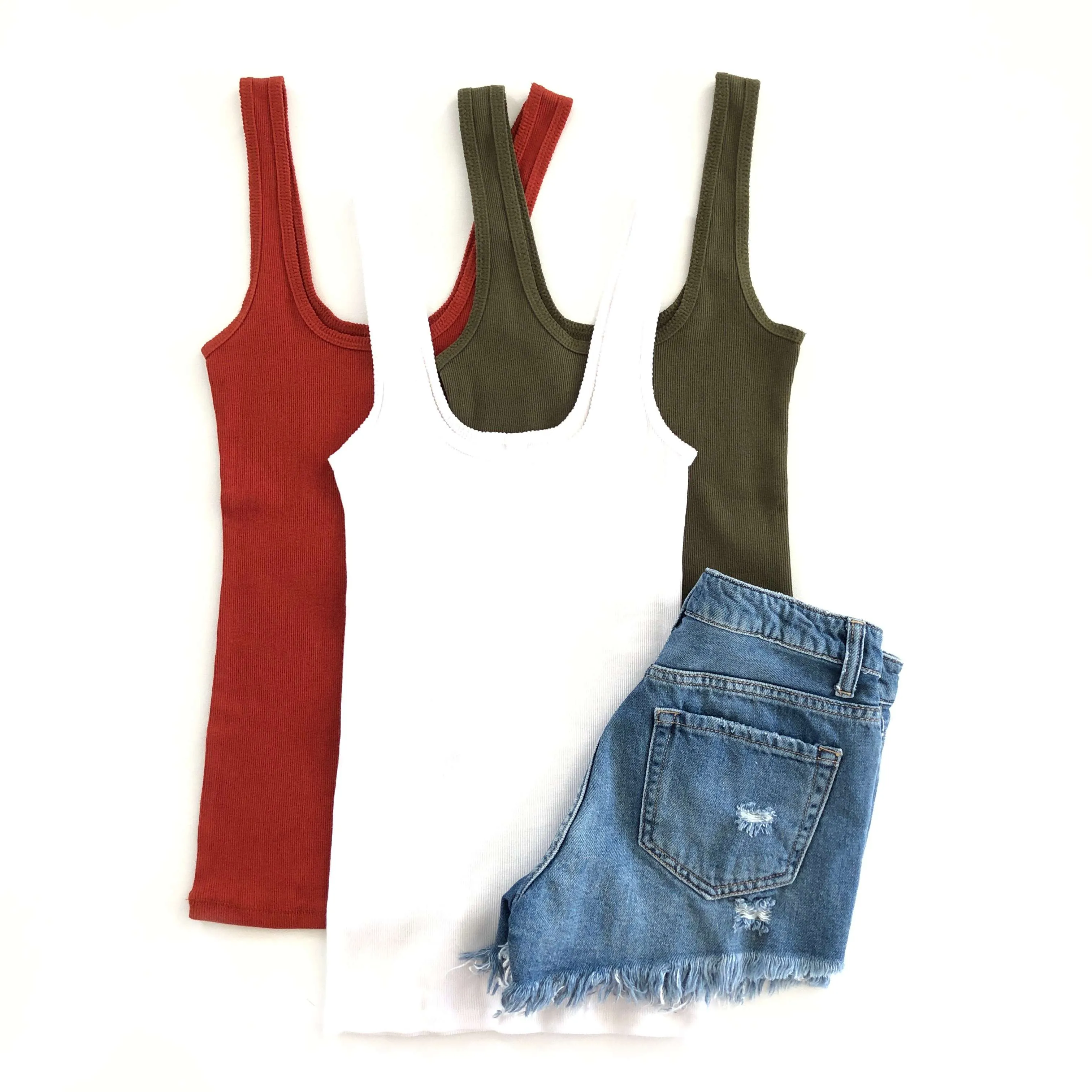 Square Neck Ribbed Layering Tank | S-3XL