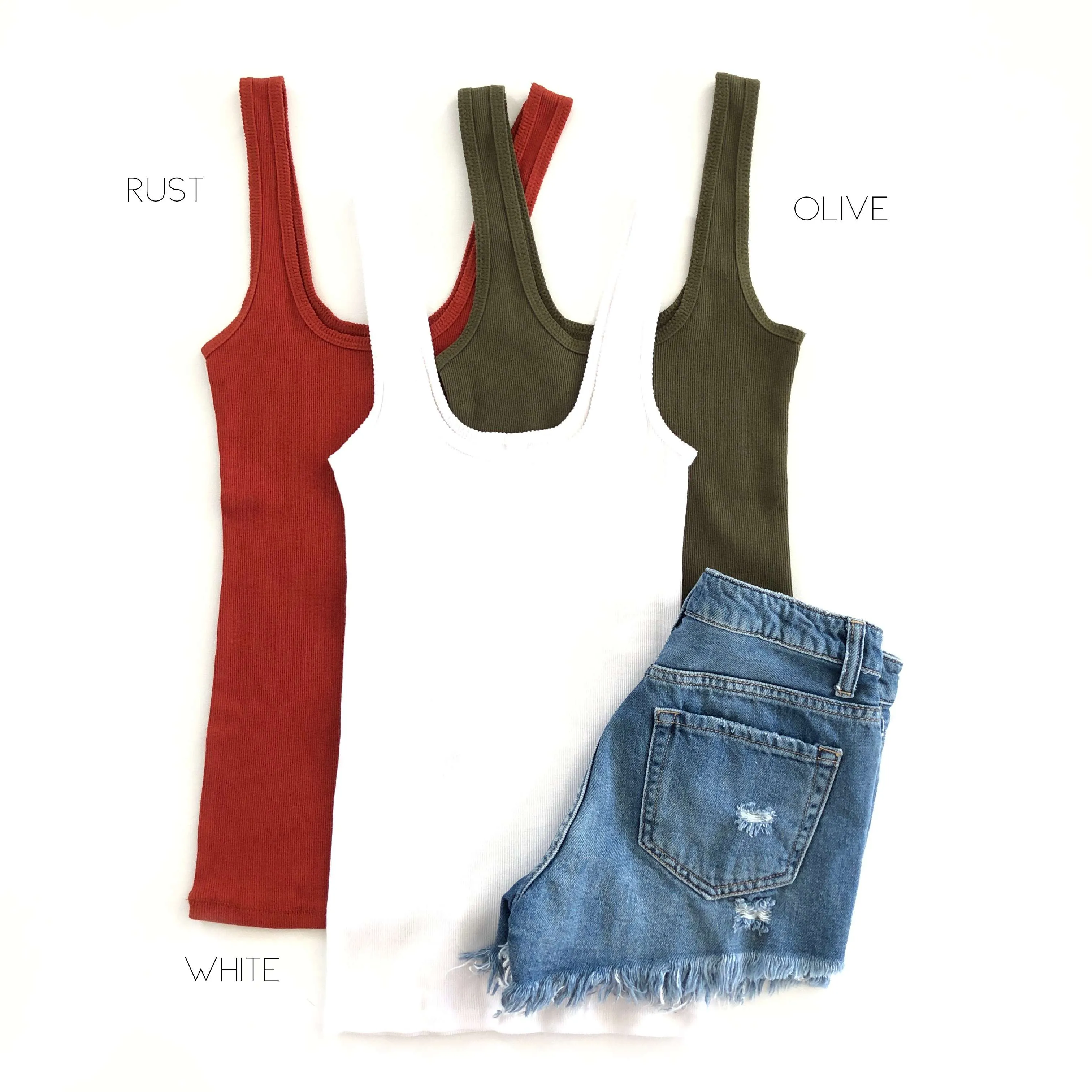 Square Neck Ribbed Layering Tank | S-3XL