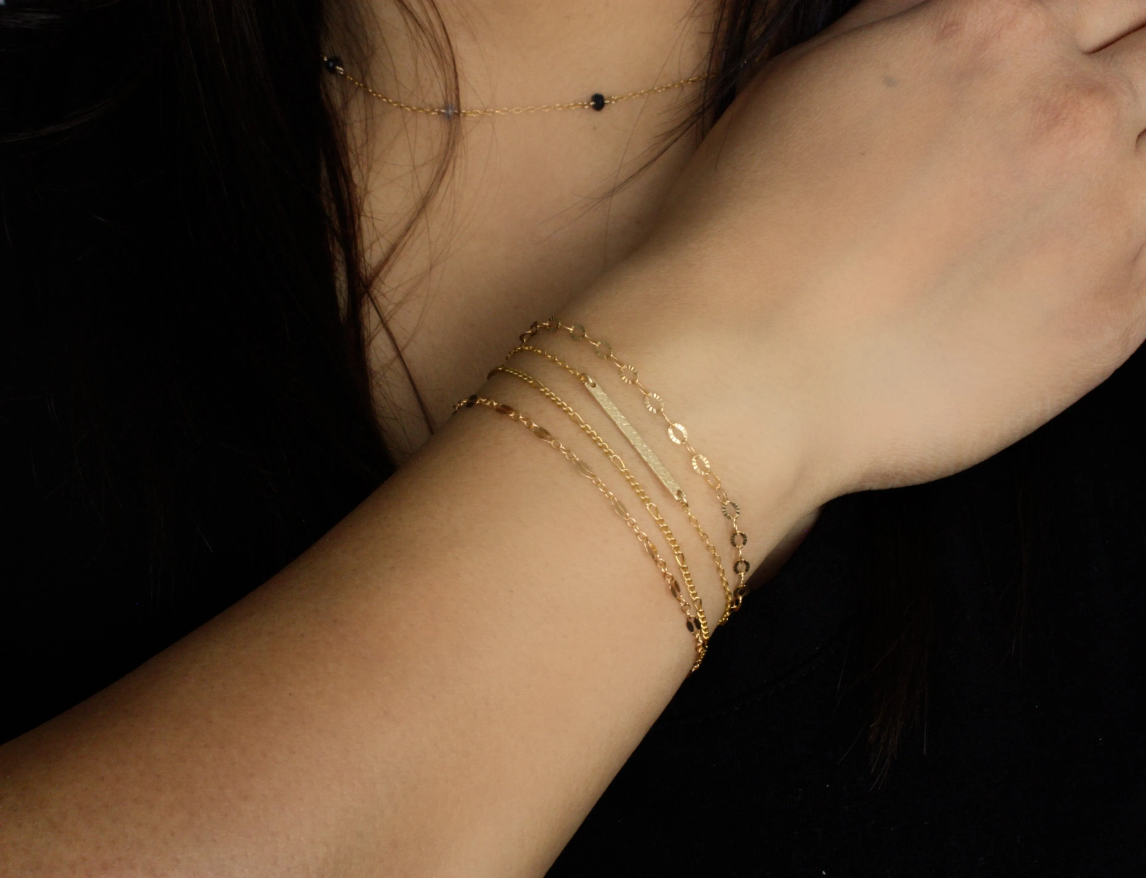 Starburst Links Gold Chain Bracelet