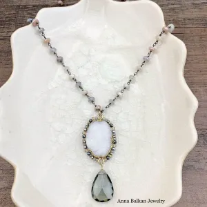 Statement Druzy and Gems Long Layering Necklace