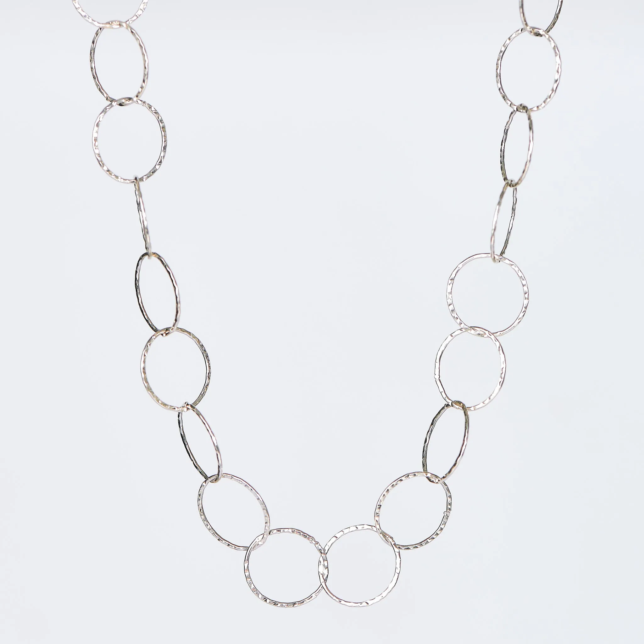 Sterling Silver 17mm Hammered Circle Layering Chain