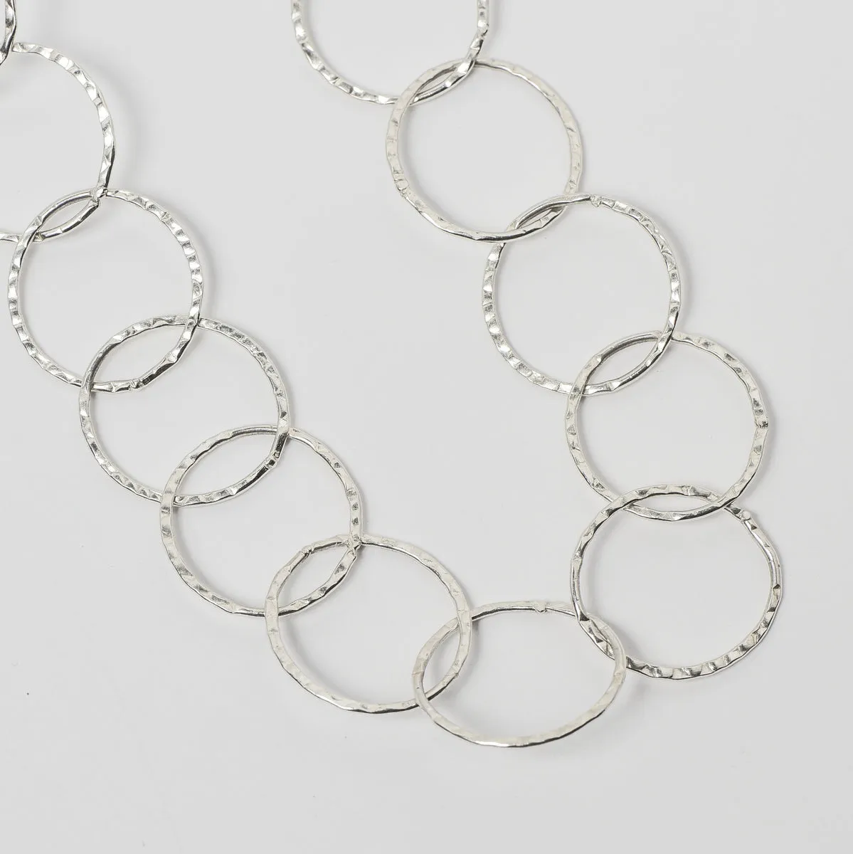 Sterling Silver 17mm Hammered Circle Layering Chain
