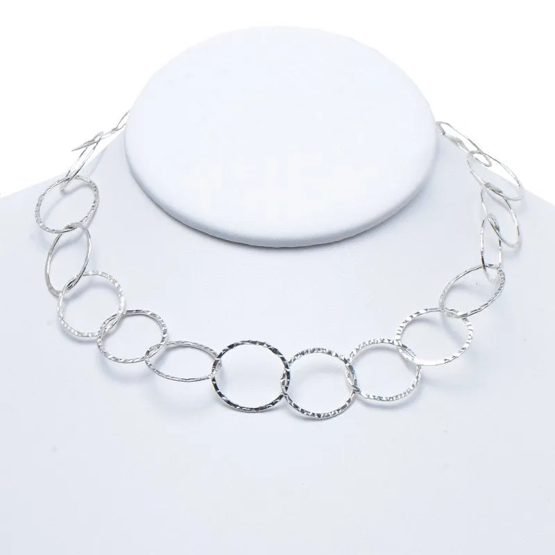 Sterling Silver 17mm Hammered Circle Layering Chain