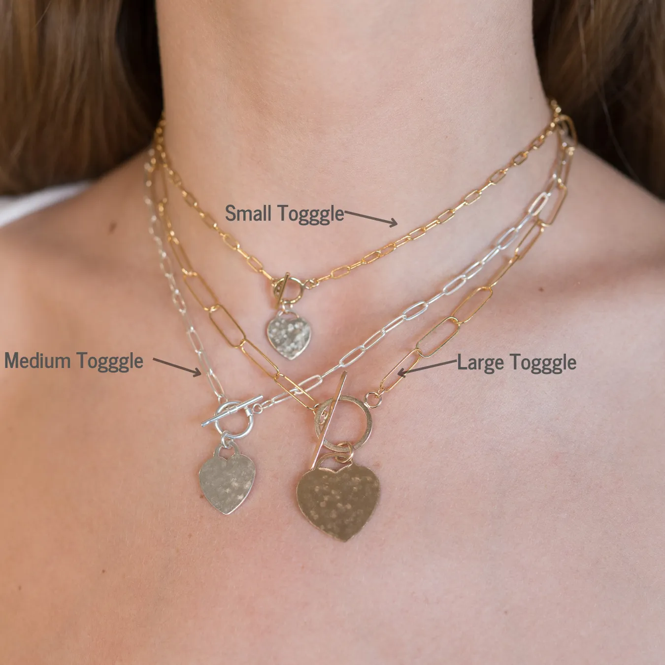Sterling Silver Beaded Lux & Heart Toggle Necklace Set