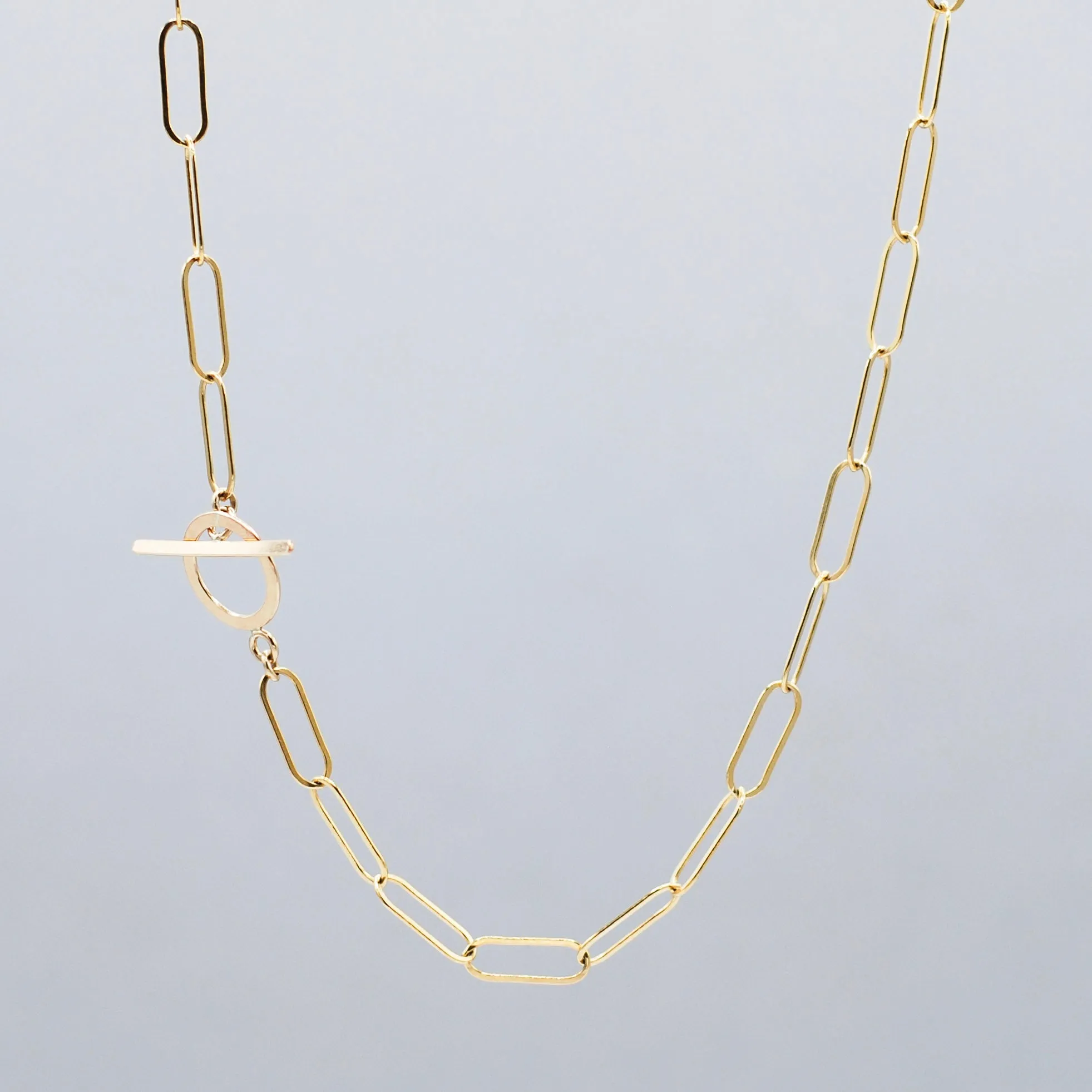 Sterling Silver Extra Large Paper Clip Toggle Necklace
