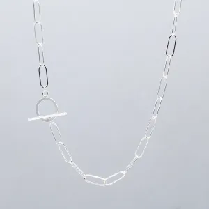 Sterling Silver Extra Large Paper Clip Toggle Necklace