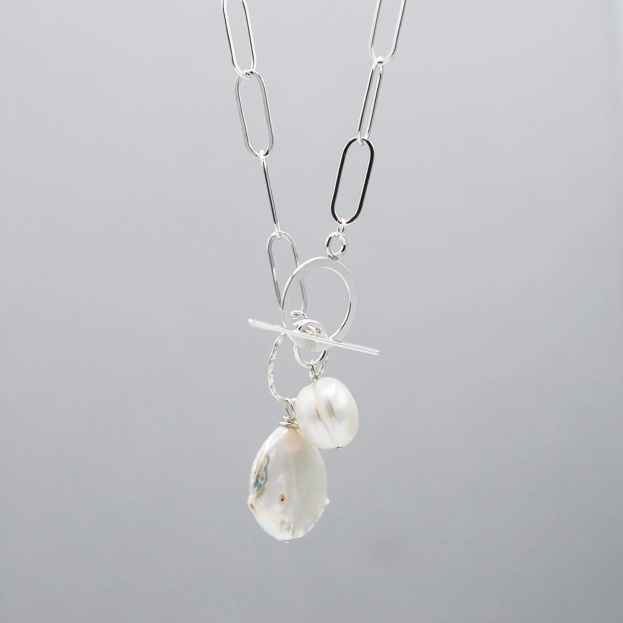 Sterling Silver Extra Large Paper Clip Toggle Necklace