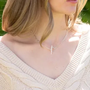 Sterling Silver Large Paper Clip Toggle Necklace