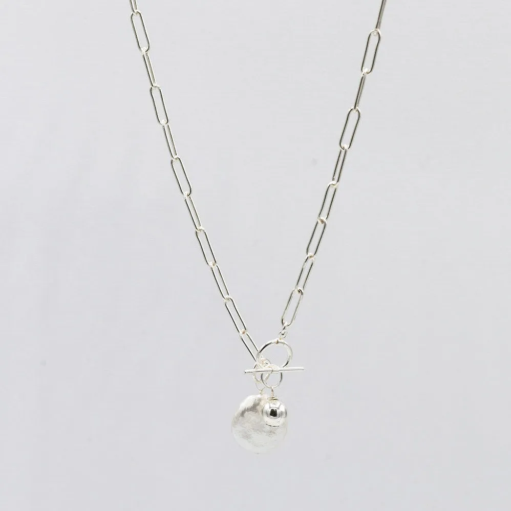 Sterling Silver Large Paper Clip Toggle Necklace