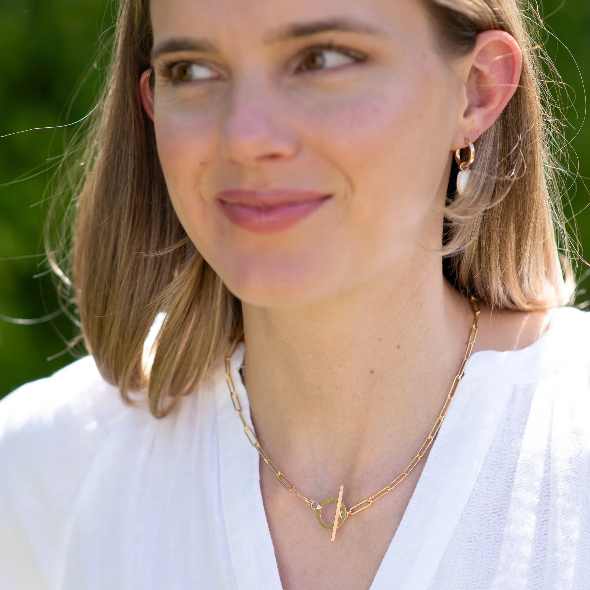 Sterling Silver Large Paper Clip Toggle Necklace