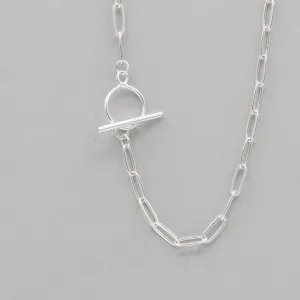 Sterling Silver Medium Paper Clip Toggle Necklace