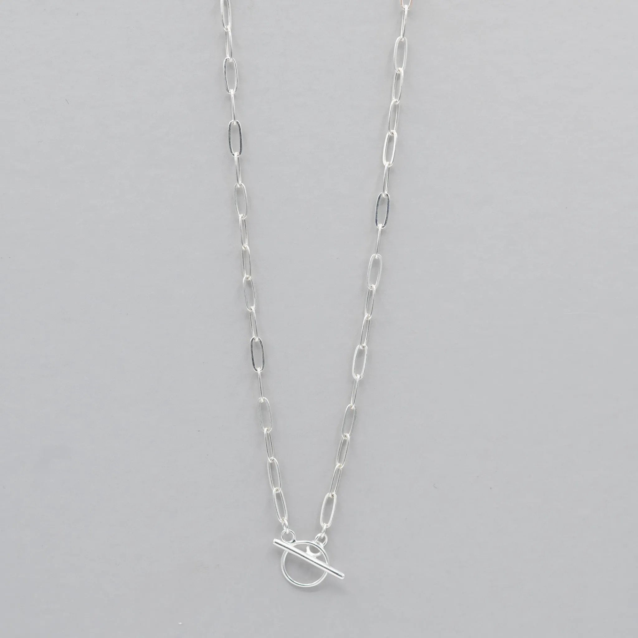 Sterling Silver Medium Paper Clip Toggle Necklace