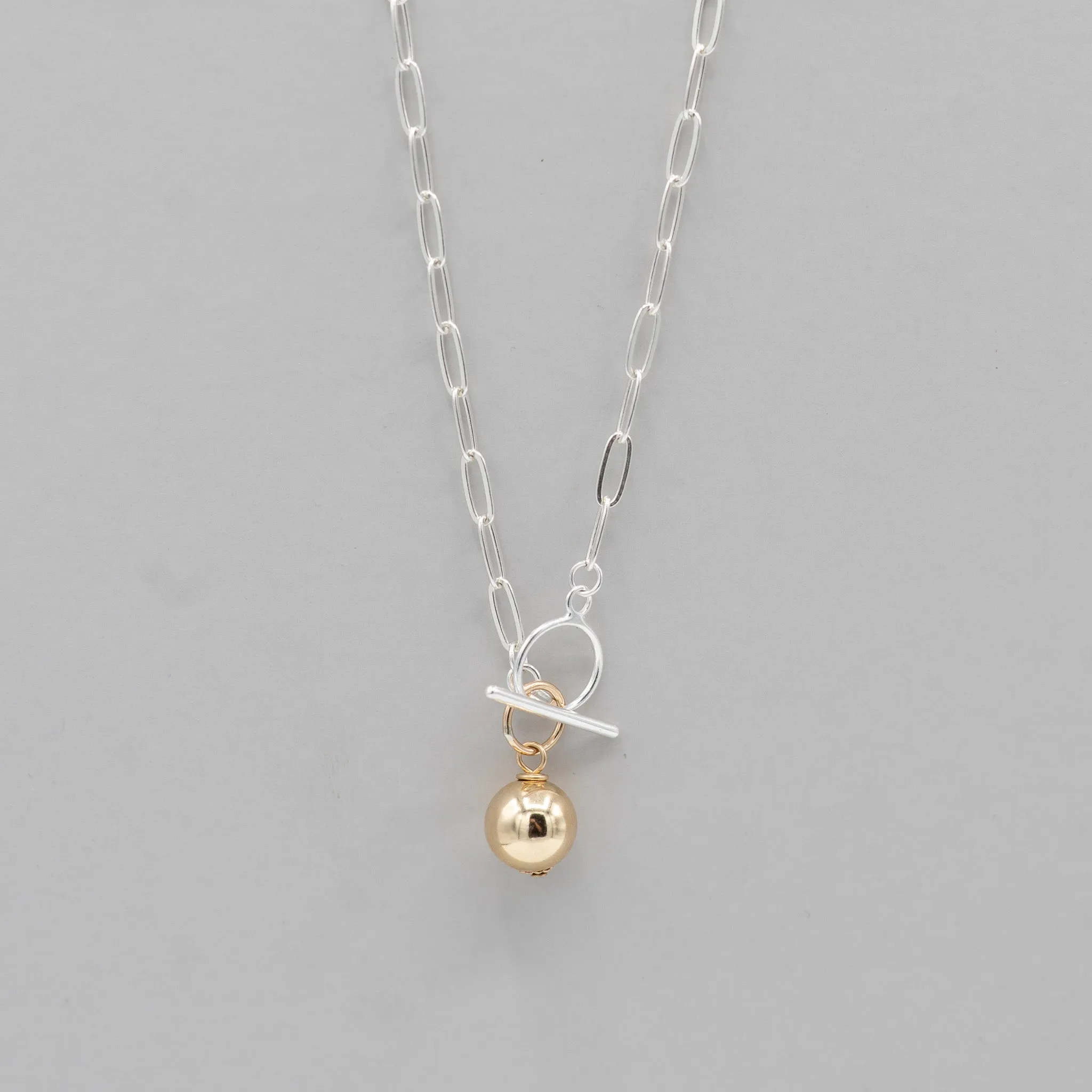 Sterling Silver Medium Paper Clip Toggle Necklace