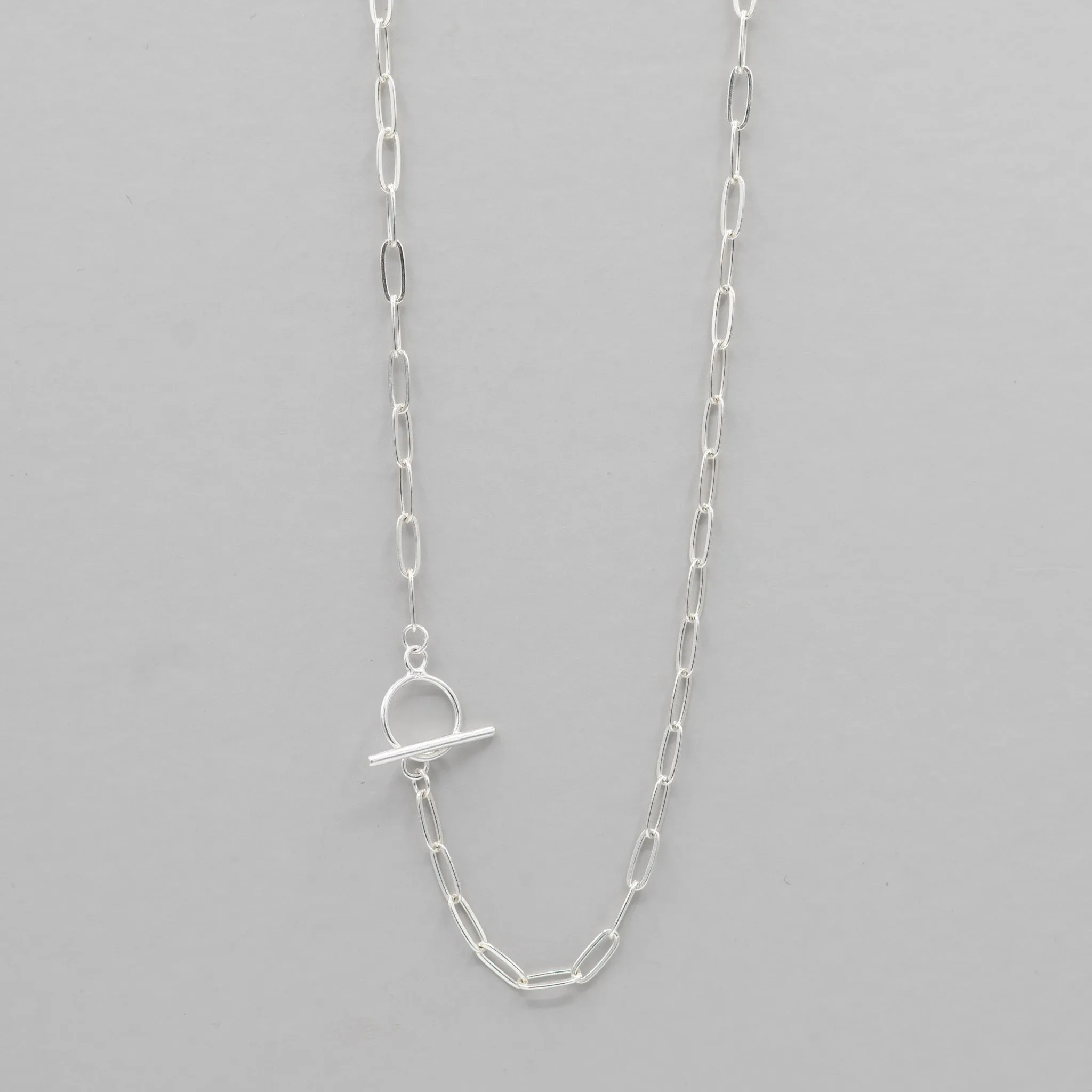 Sterling Silver Medium Paper Clip Toggle Necklace
