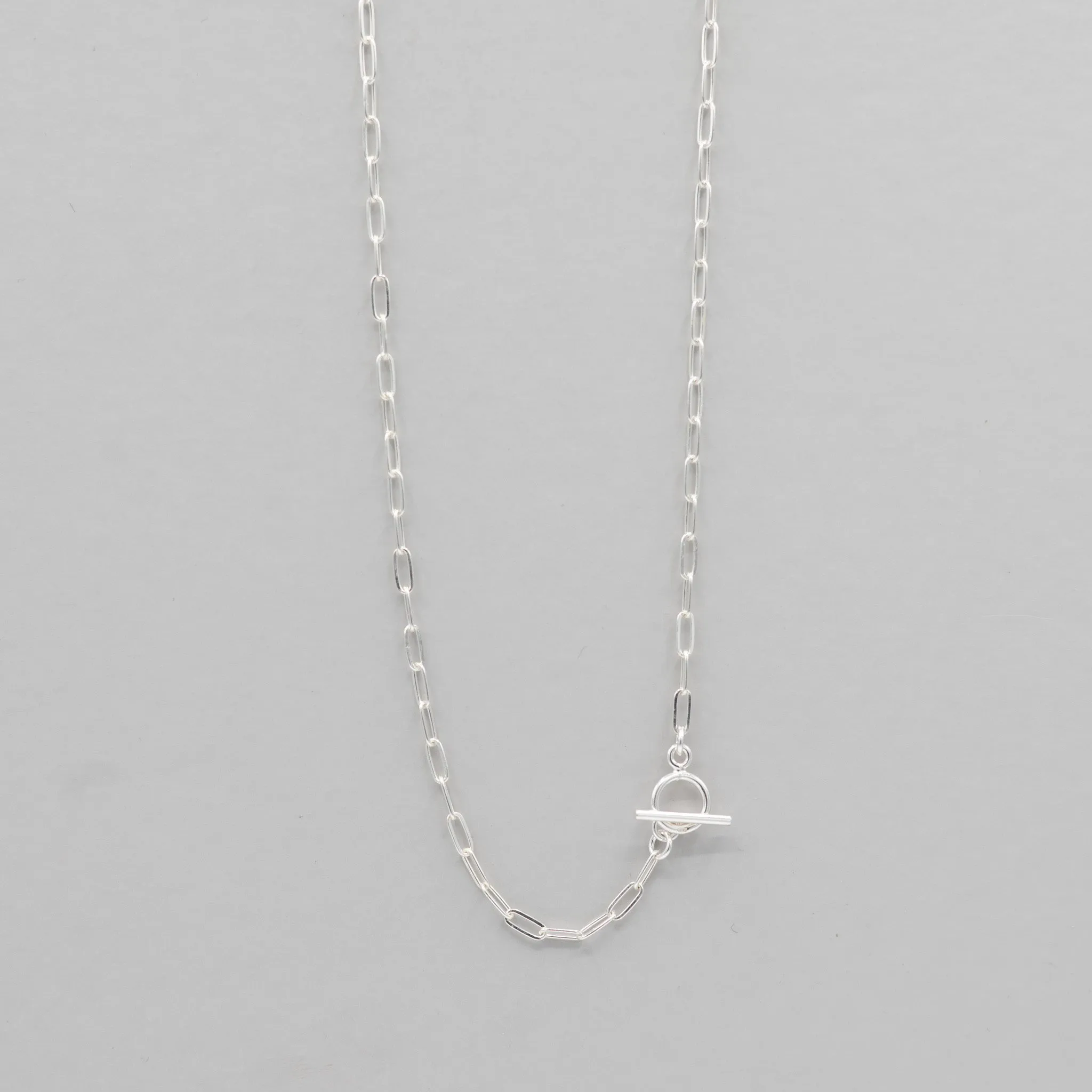 Sterling Silver Small Paper Clip Toggle Necklace
