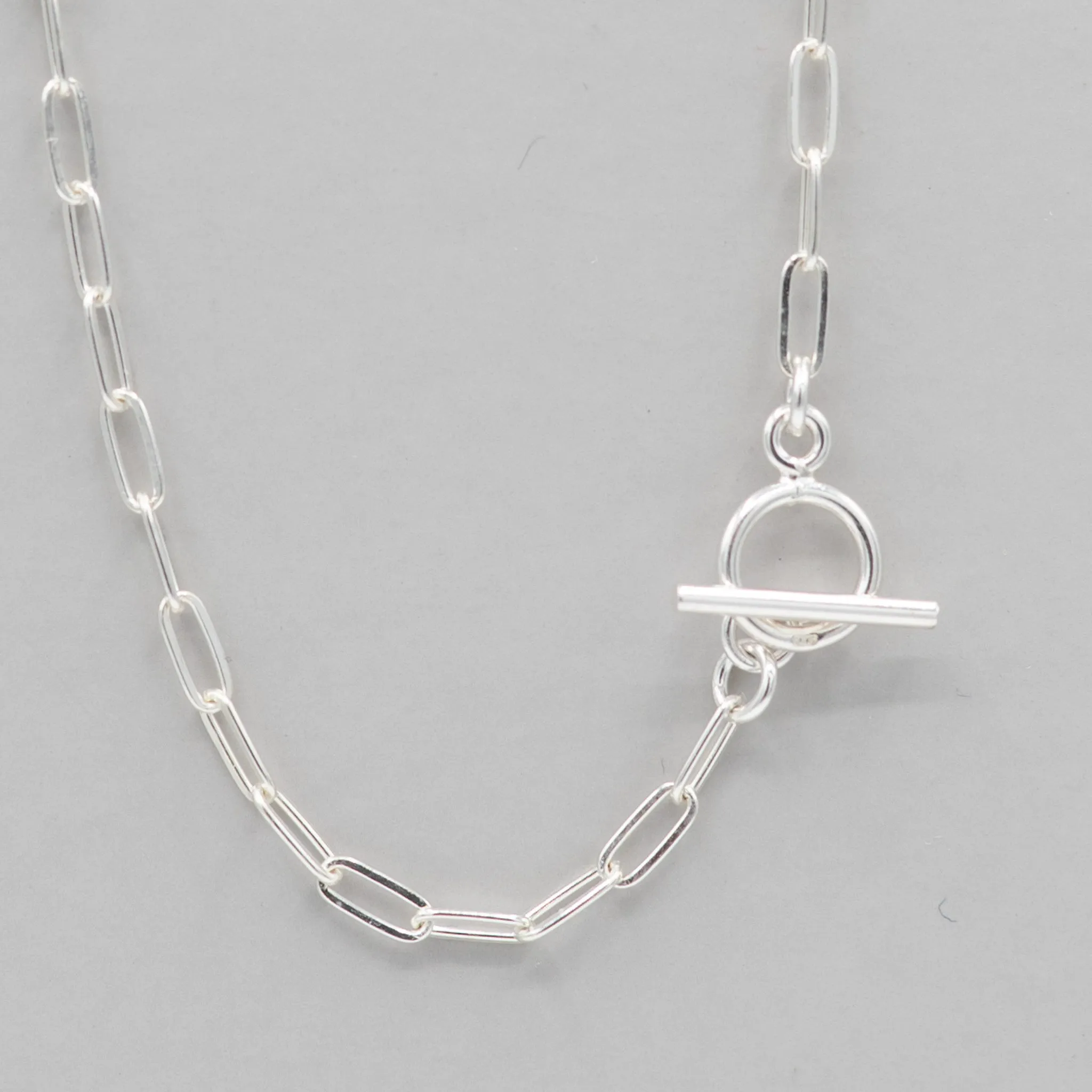 Sterling Silver Small Paper Clip Toggle Necklace
