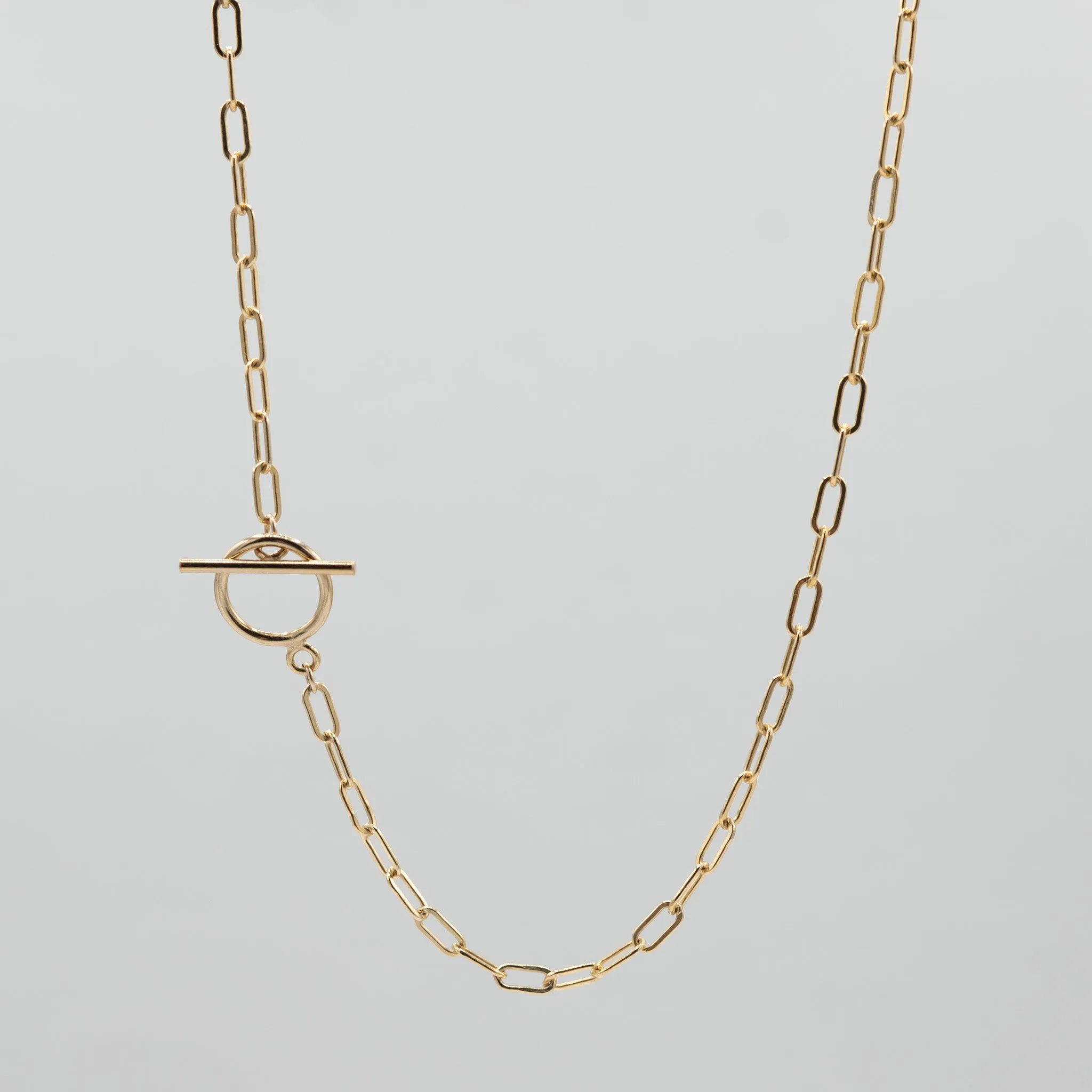 Sterling Silver Small Paper Clip Toggle Necklace