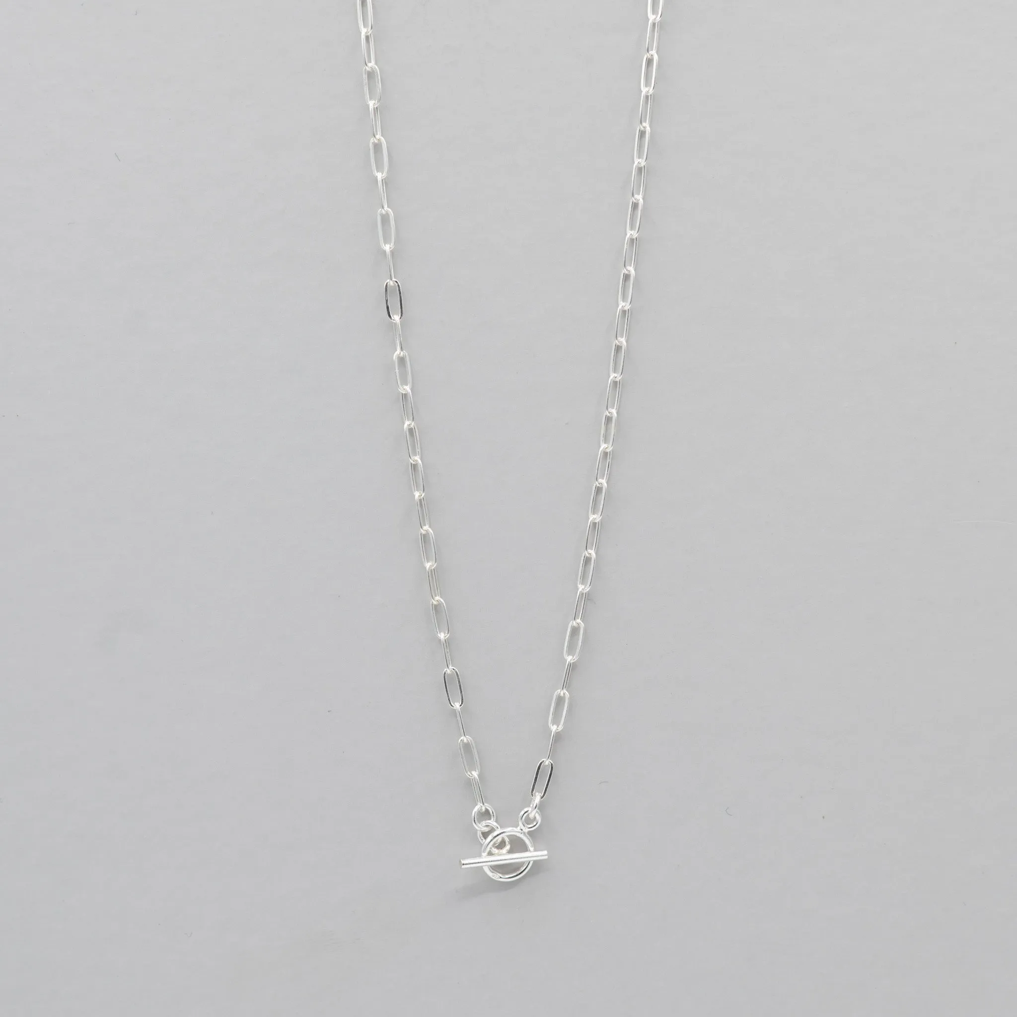Sterling Silver Small Paper Clip Toggle Necklace