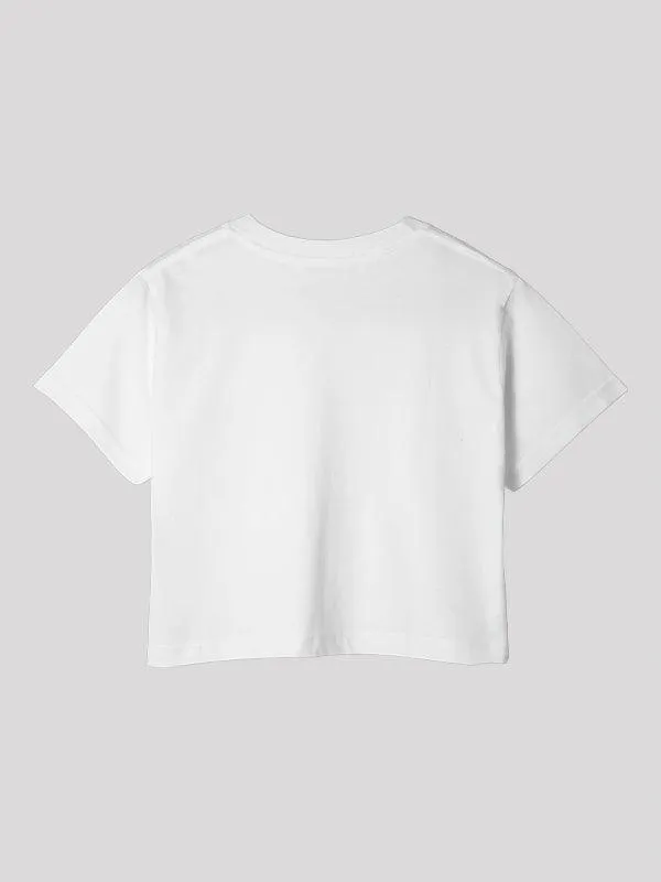 Stop Thinking Start Doing White Crop Top For Women