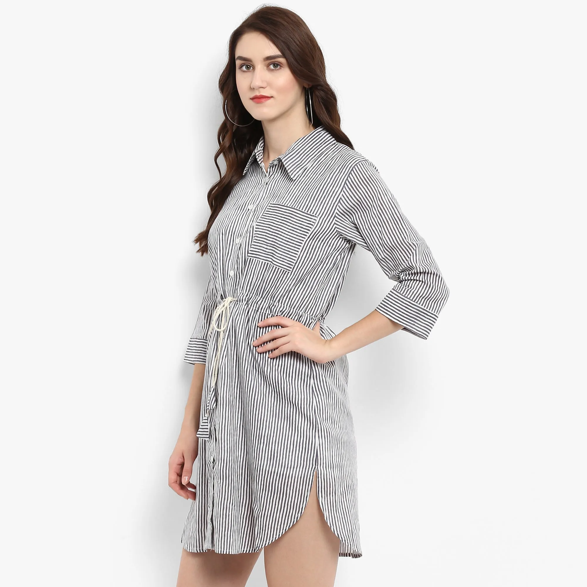 Stripe Printed Shirt Dress