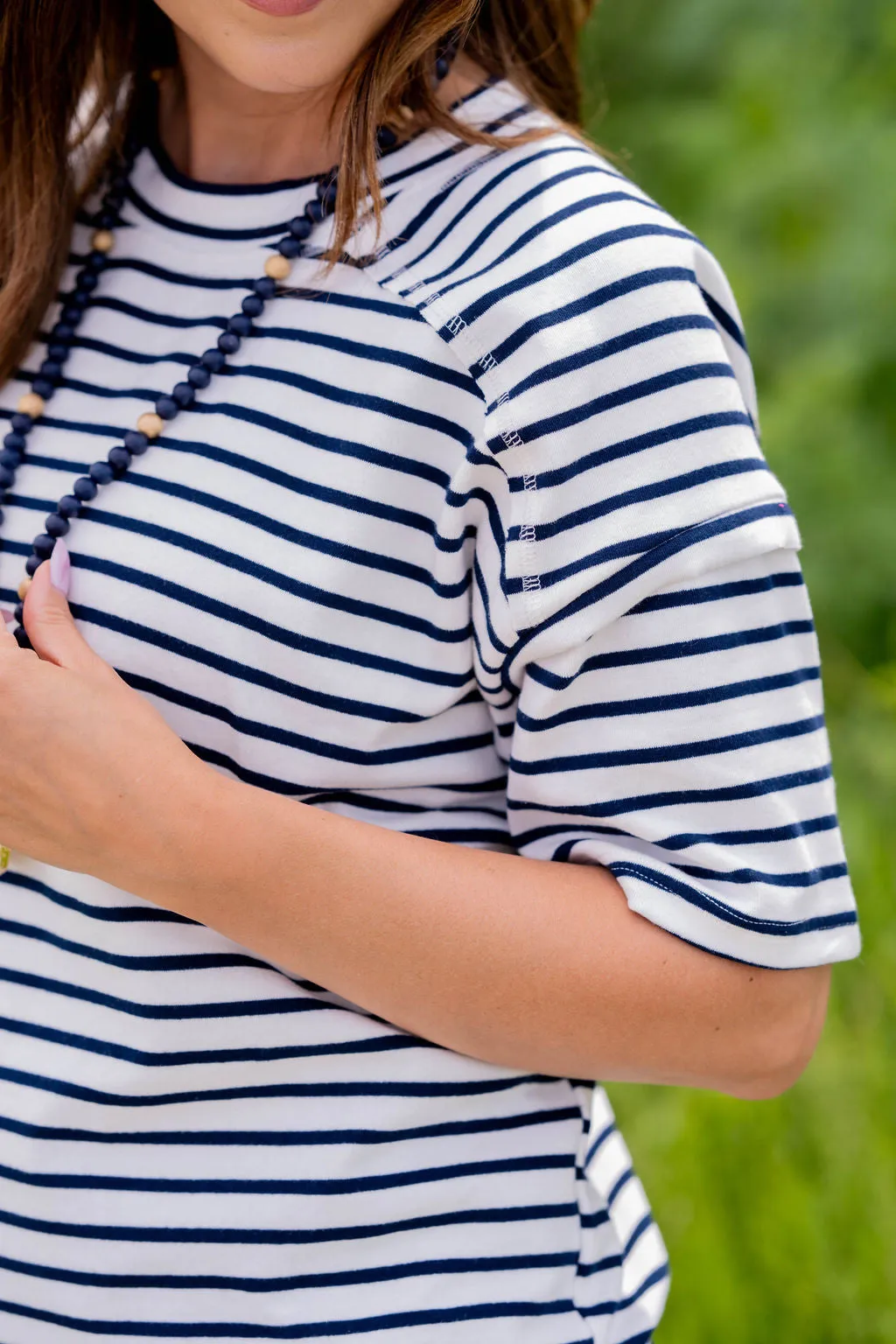 Striped Raw Stitched Tee