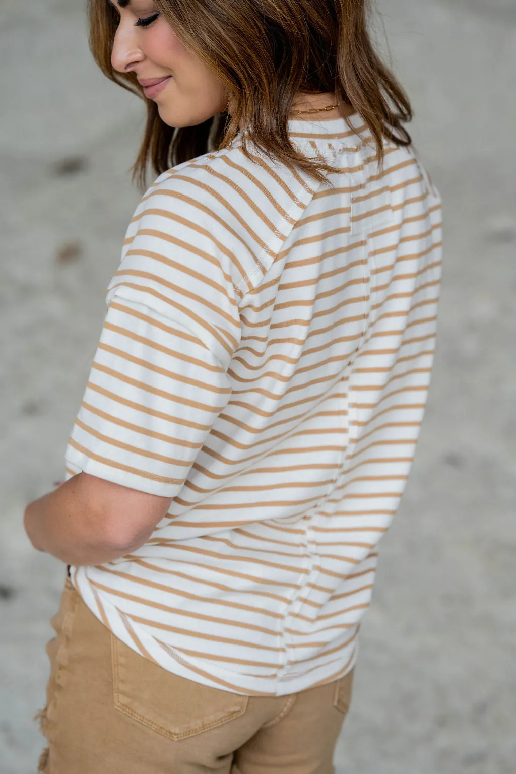 Striped Raw Stitched Tee