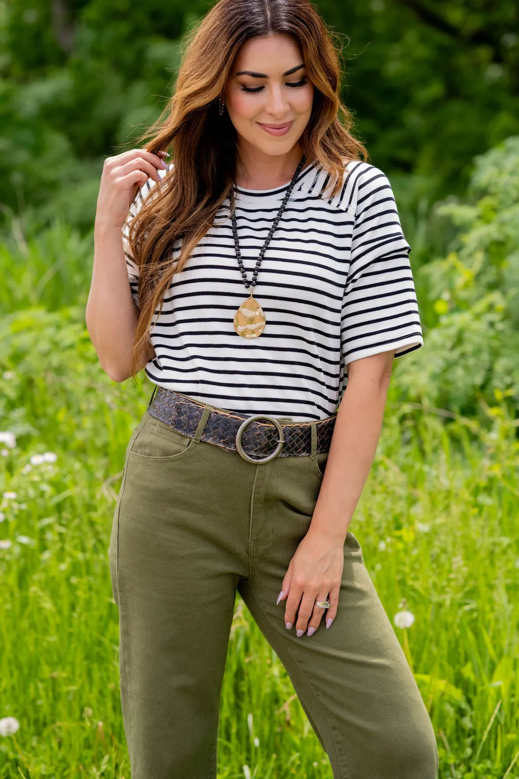 Striped Raw Stitched Tee