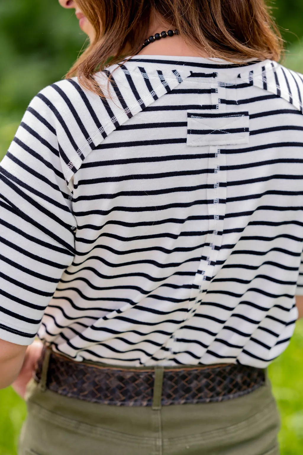 Striped Raw Stitched Tee