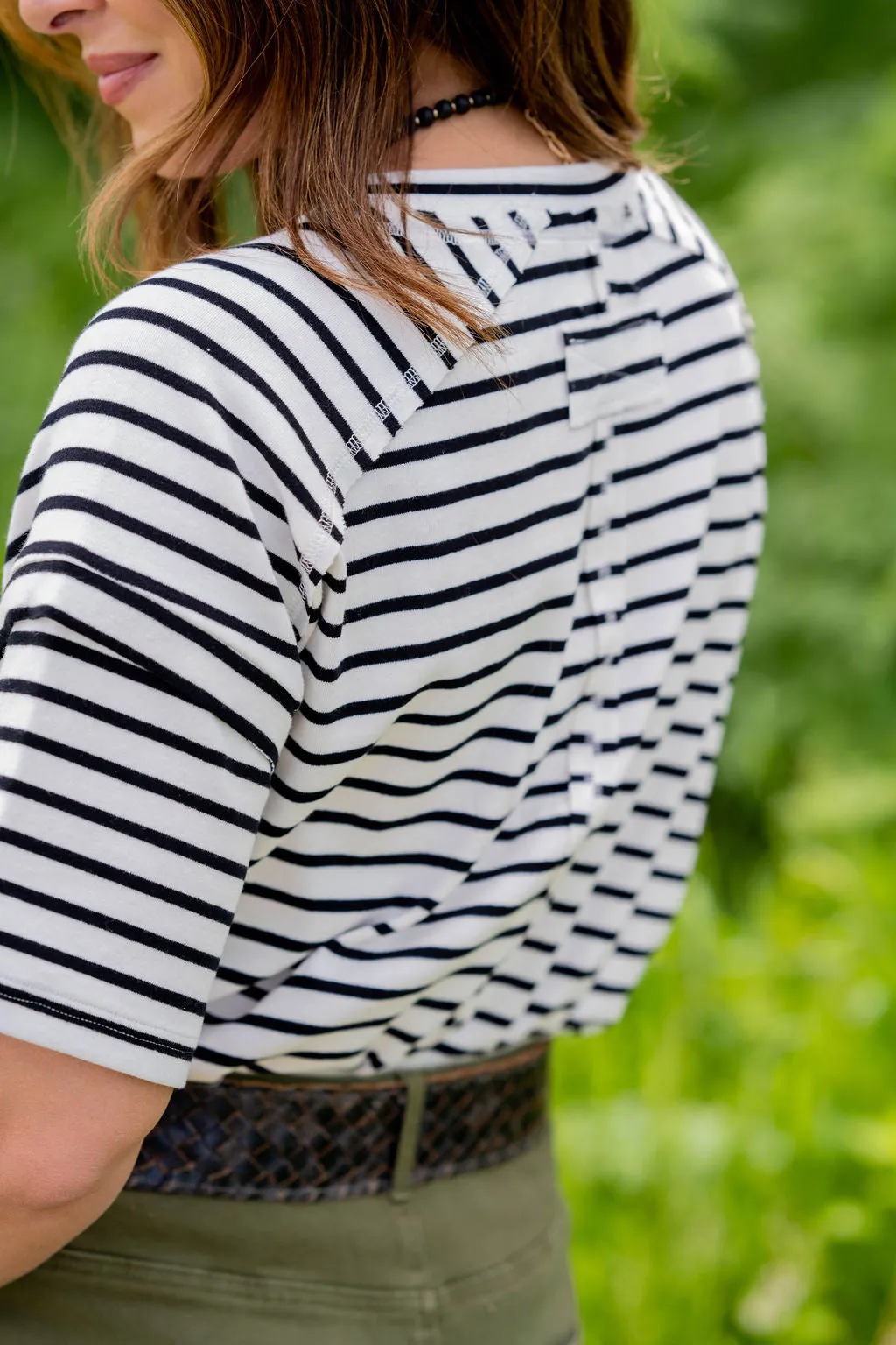 Striped Raw Stitched Tee