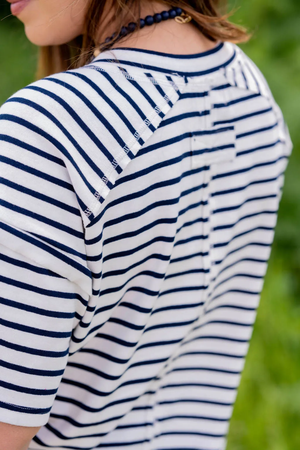 Striped Raw Stitched Tee