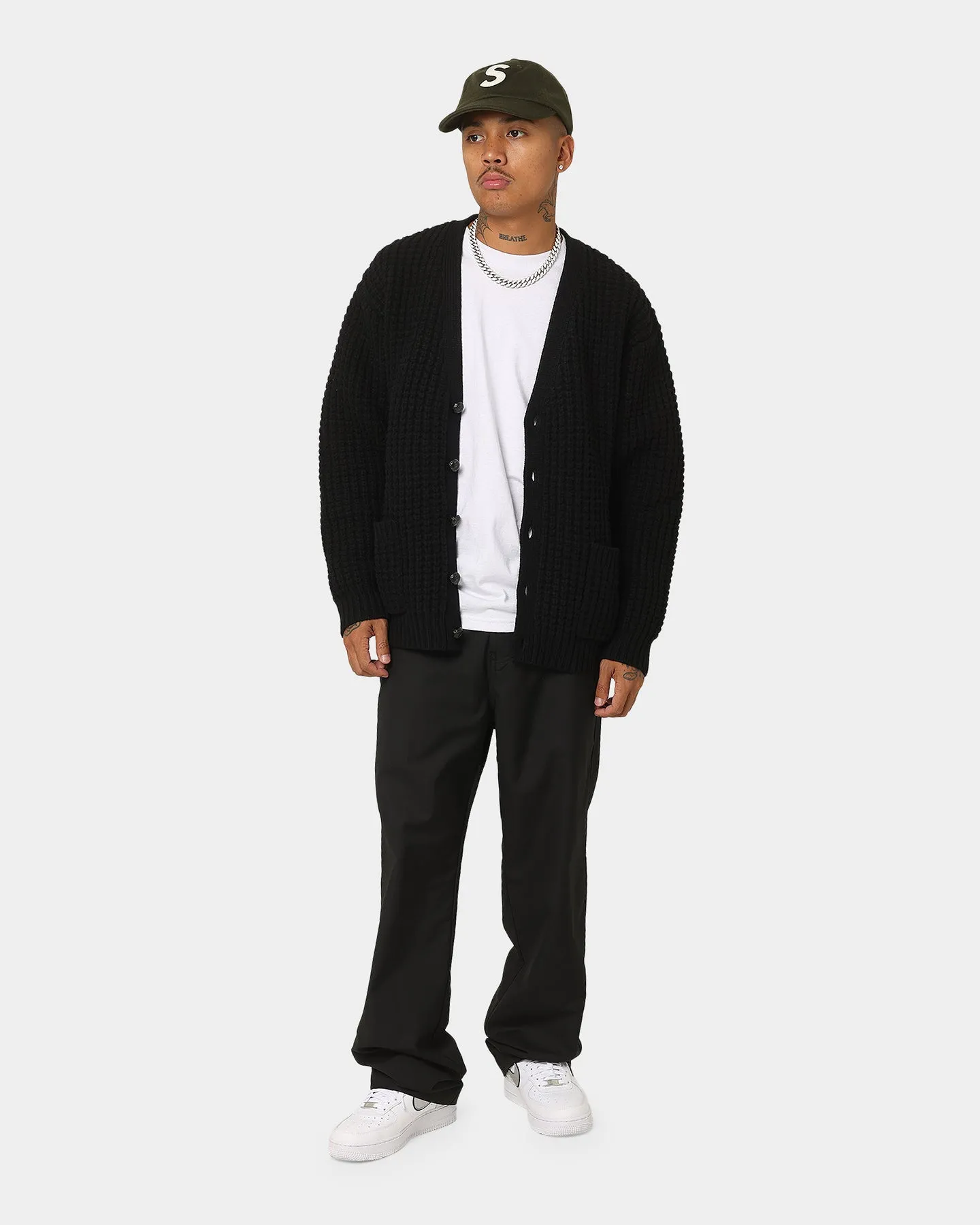 Supreme Waffle Knit Cardigan Black