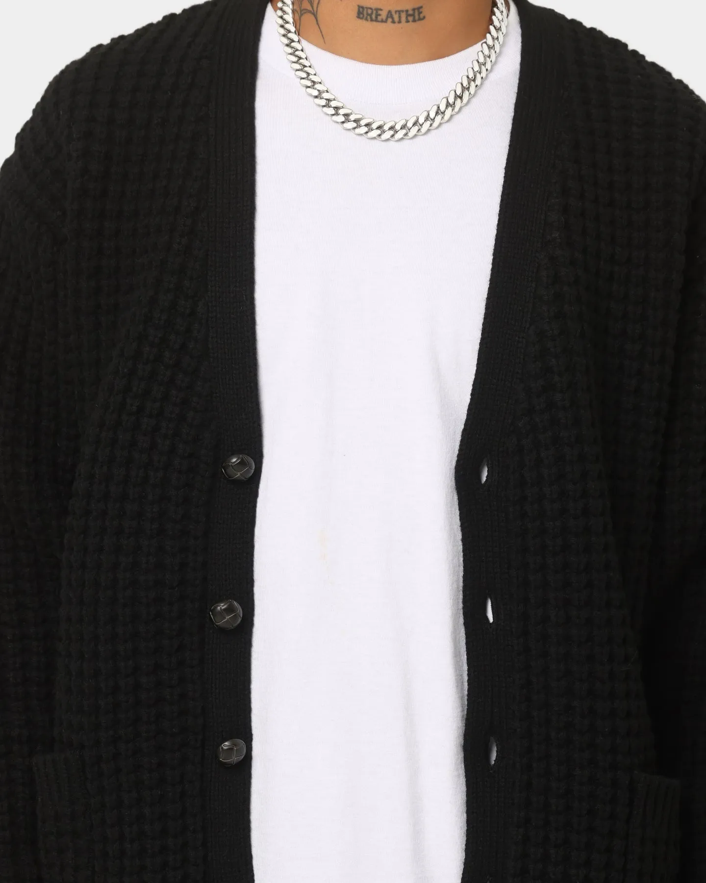 Supreme Waffle Knit Cardigan Black