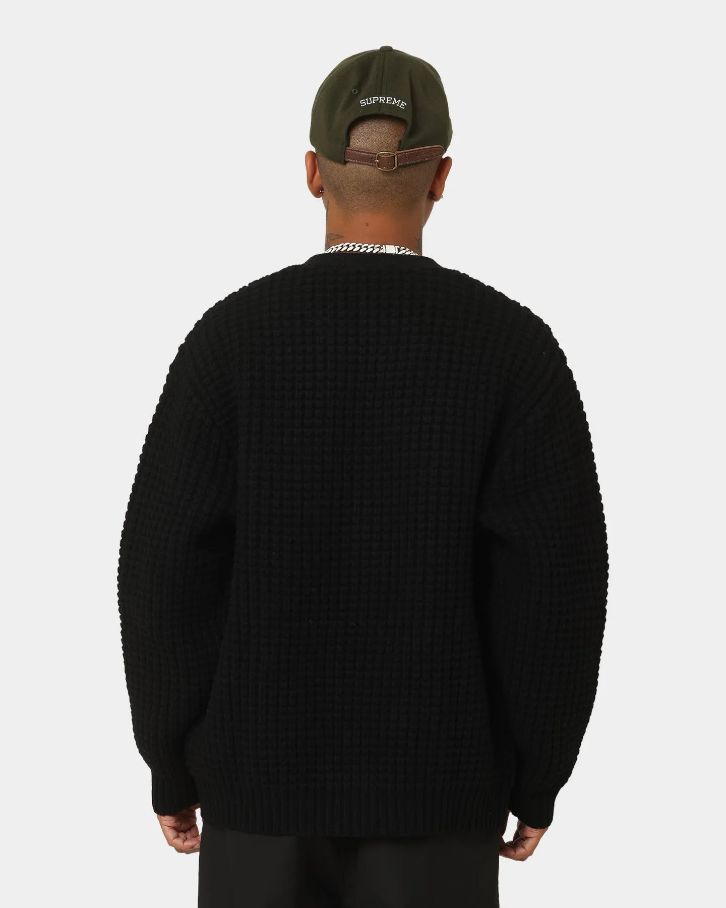 Supreme Waffle Knit Cardigan Black