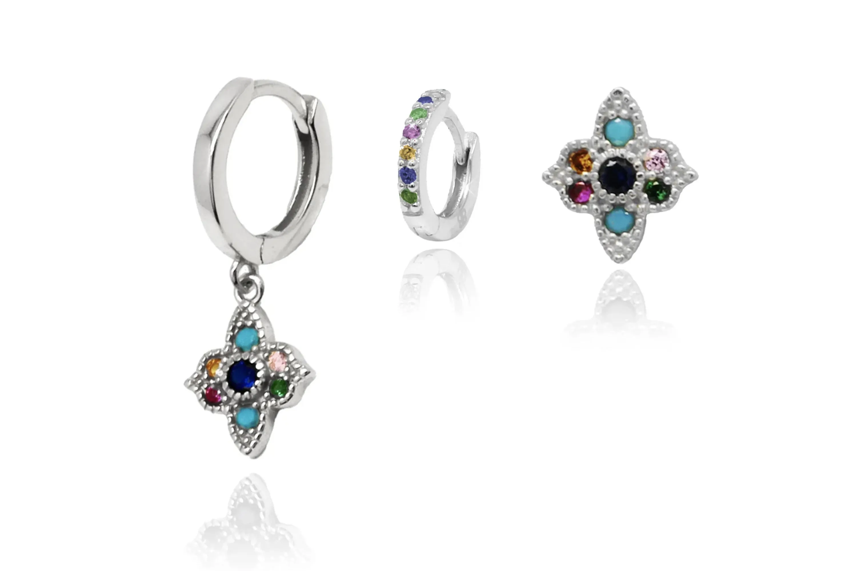 Takia Multi Sterling Silver Layering Earring Set