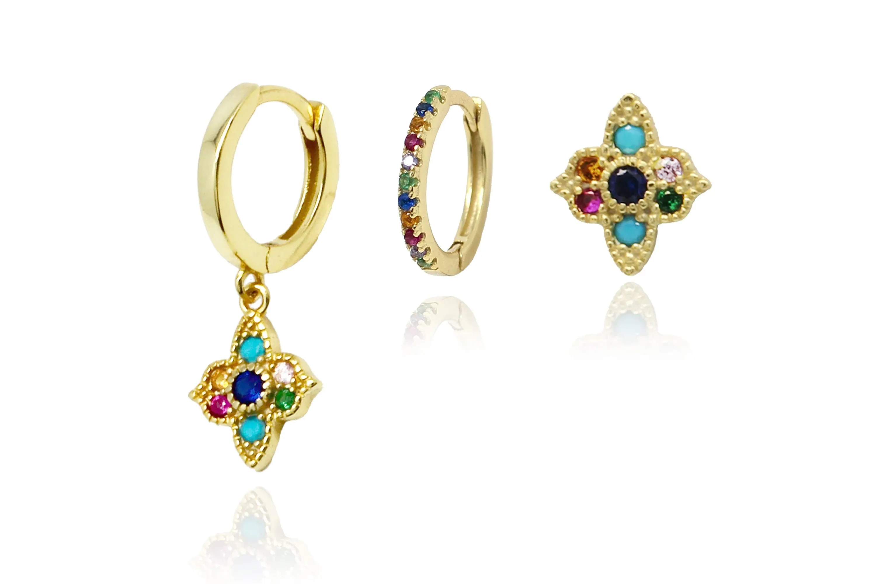 Takia Multi Sterling Silver Layering Earring Set