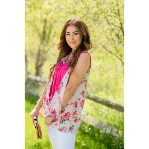 Tan Floral Vest Kimono