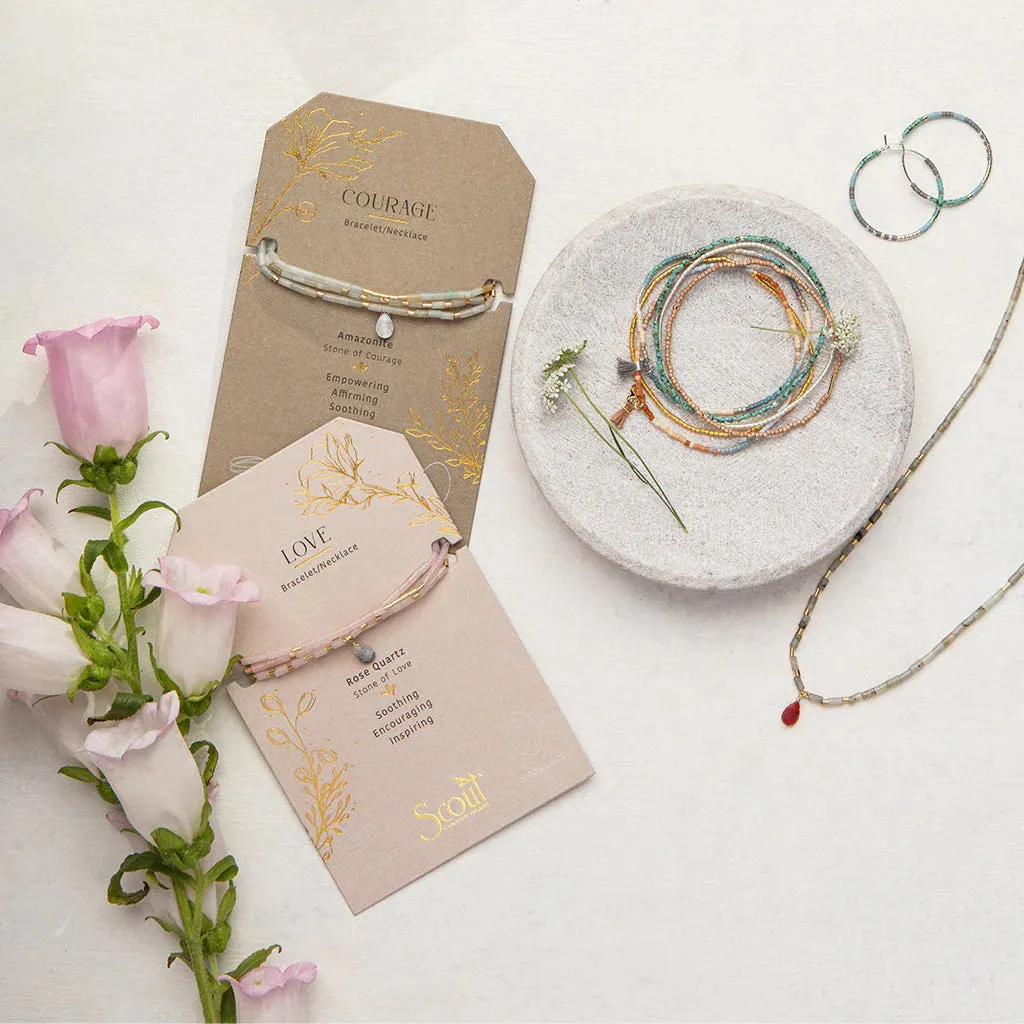 Teardrop Stone Wrap Amazonite/Howlite//Gold - Stone of Courage
