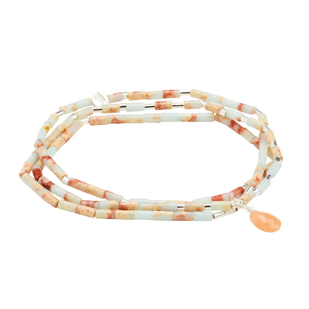 Teardrop Stone Wrap Aqua Terra/Sunstone/Silver - Stone Of Peace