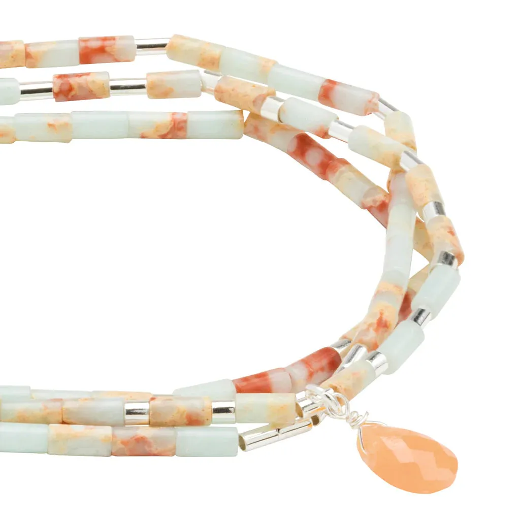 Teardrop Stone Wrap Aqua Terra/Sunstone/Silver - Stone Of Peace