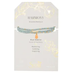 Teardrop Stone Wrap Blue Howlite/Sunstone/Gold - Stone of Harmony