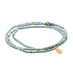 Teardrop Stone Wrap Blue Howlite/Sunstone/Gold - Stone Of Harmony