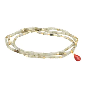 Teardrop Stone Wrap Labradorite/Fuchsia/Gold - Stone Of Magic