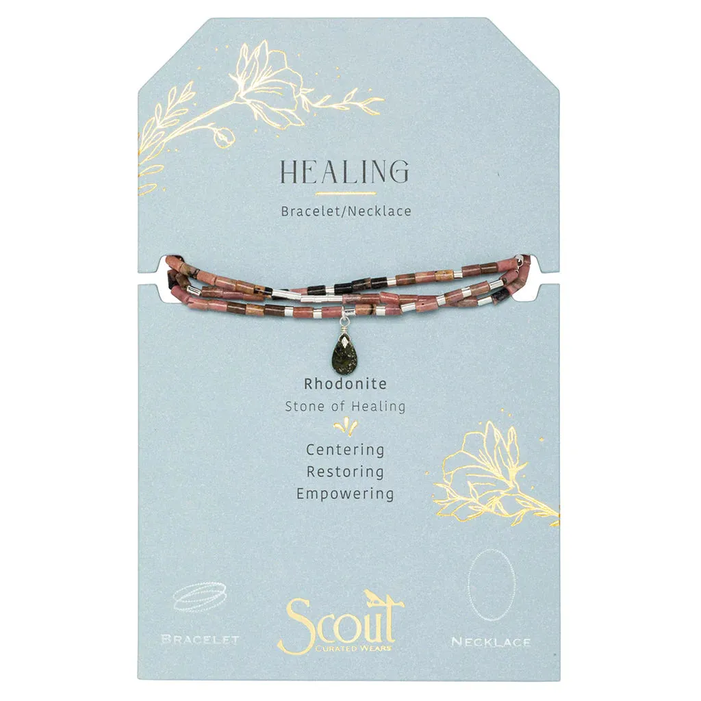 Teardrop Stone Wrap Rhodonite/Pyrite/Silver - Stone Of Healing